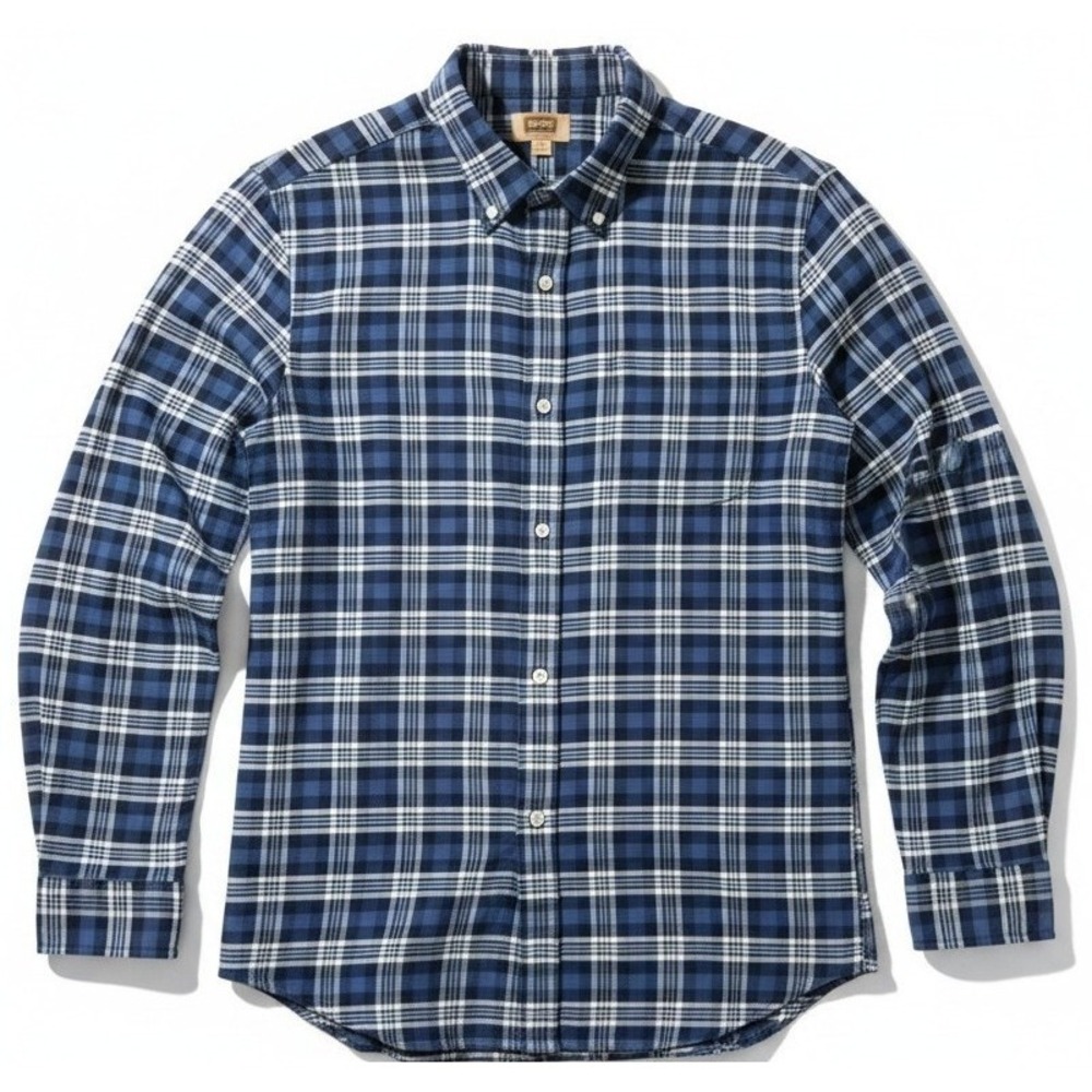 Foundry Mens 2XLT Blue Plaid Button Down Shirt Easy Care Long Sleeve Big Tall